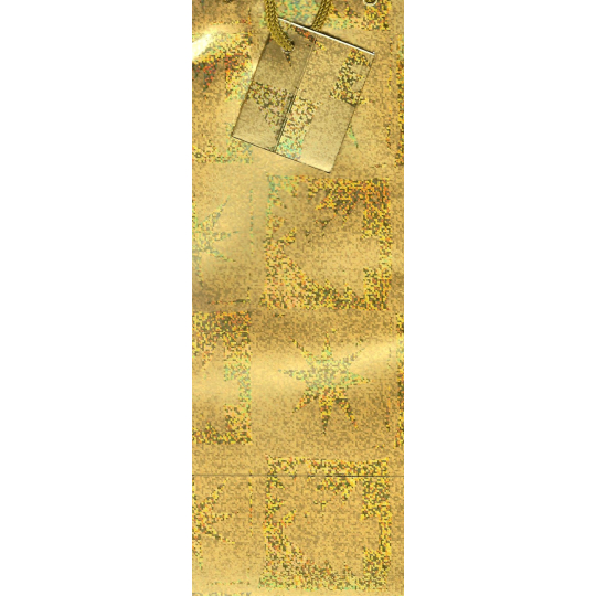 Nekupto Dárková papírová taška na láhev 33 x 10 x 9 cm Zlatá stromek, hvězdy GLH