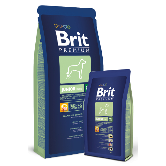 Brit Premium Junior XL pro štěňata psy 4 - 30 měsíců extra velkých plemen 45 -90 kg - 15 kg Kompletní krmivo