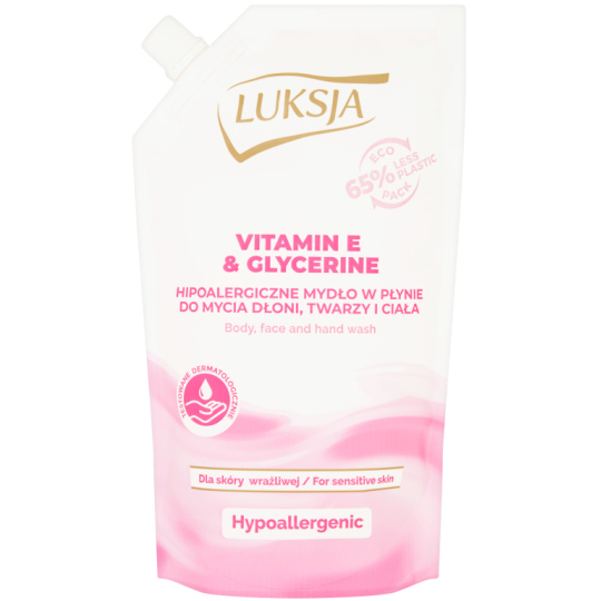 Luksja Hypo Allergenic Vitamin E & Glycerin tekuté mýdlo náhradní náplň 400 ml