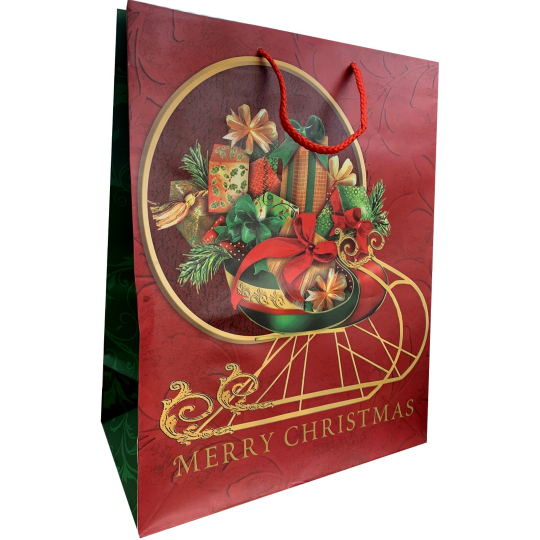 EP Line Dárková papírová taška 26 x 33,5 x 13,5 cm Vánoční sáně s dárky